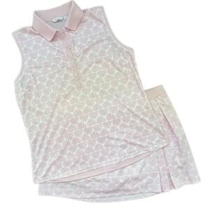 NEW Lady Hagen Light Pink Patterned Sleeveless Blouse & Skirt Set - XL